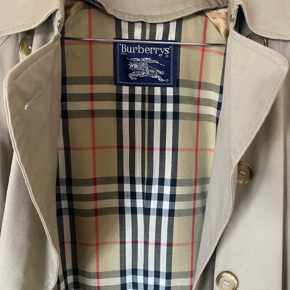 Unique Vintage Burberry Tan Trench Coat w/ Removable Wool Liner Sz 10 XXLong - Picture 5 of 15